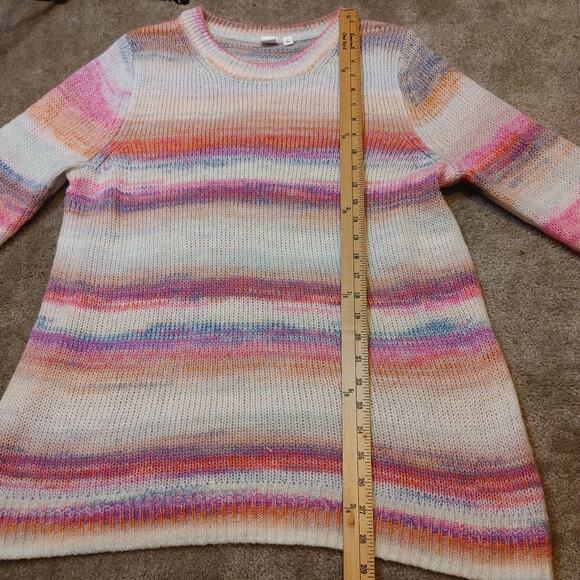 GAP Size Large Pink Striped Acrylic Nylon Sweater Soft Kawaii Pastel Purple Fuzz - Picture 6 of 9